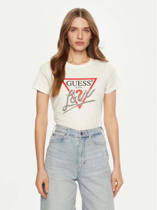 Zdjęcie produktu Guess T-Shirt W5RI10 I3Z14 Écru Regular Fit Kremowy
