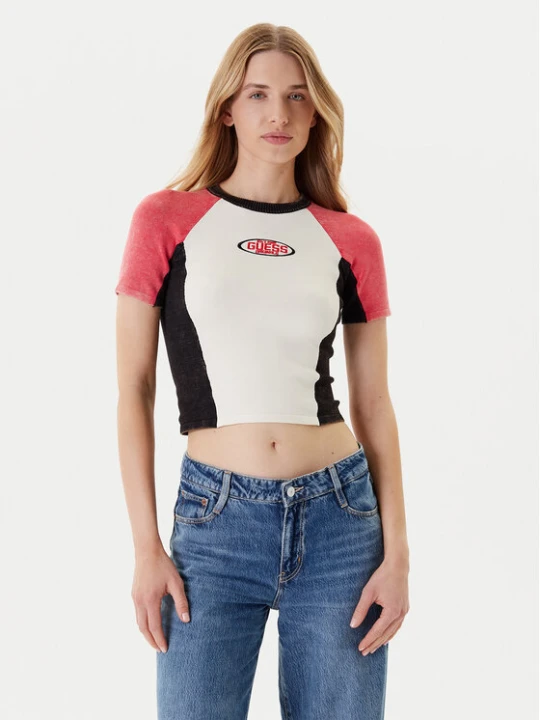 Zdjęcie produktu Guess T-Shirt W5YR44 Z2YJ2 Écru Regular Fit Kremowy