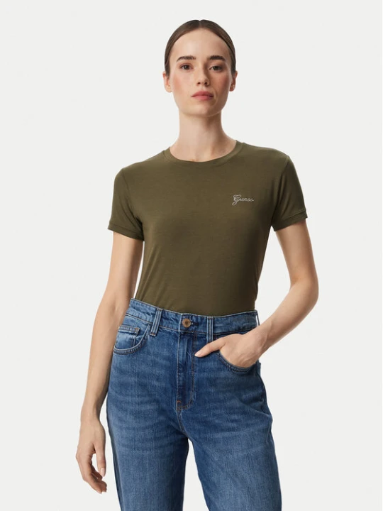 Zdjęcie produktu Guess T-Shirt W6YI12 K3751 Khaki Regular Fit