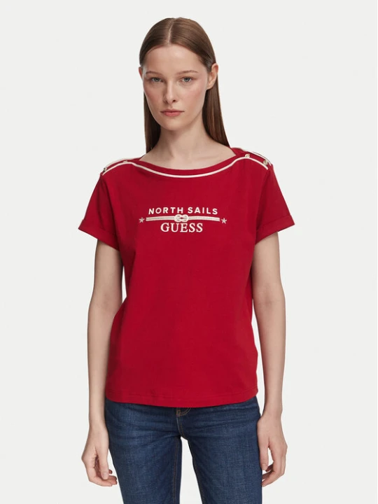 Zdjęcie produktu Guess T-Shirt W6YI58 K5317 Czerwony ciemny Regular Fit
