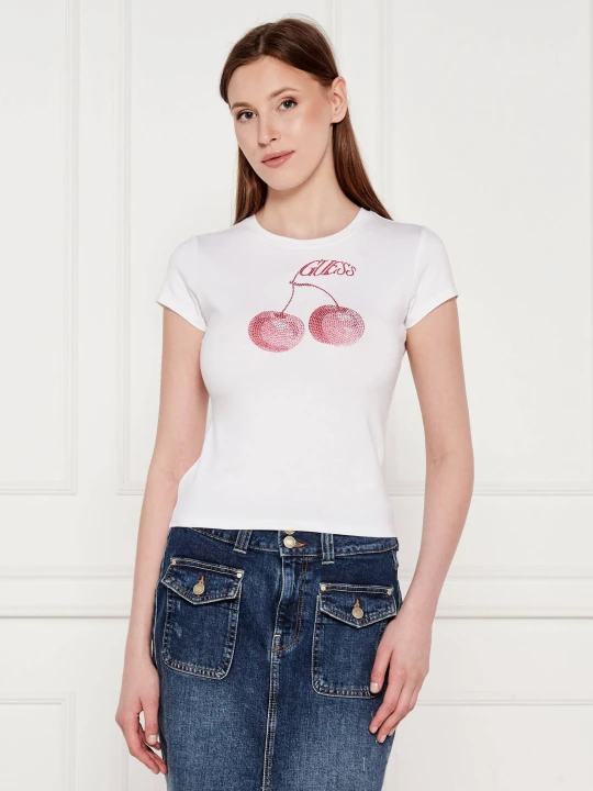 Zdjęcie produktu GUESS T-shirt WAVY CHERRY | Slim Fit biały
