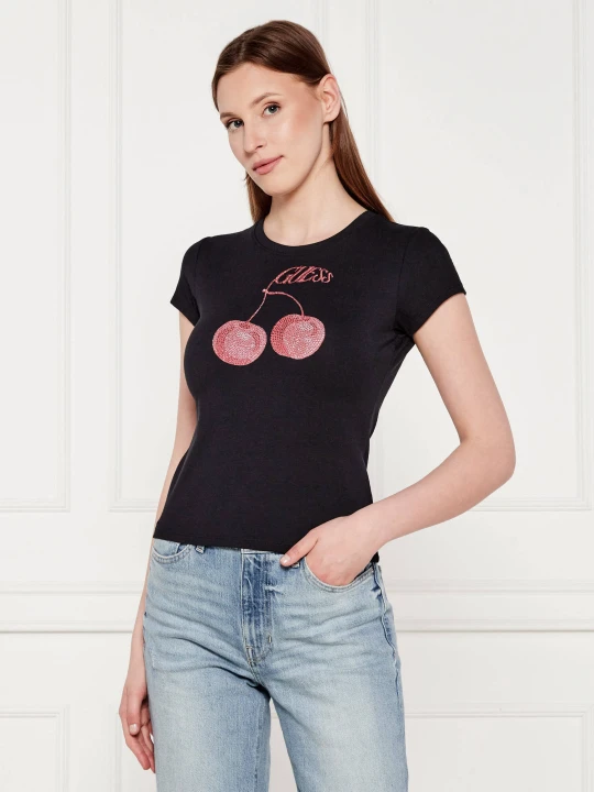 Zdjęcie produktu GUESS T-shirt WAVY CHERRY | Slim Fit czarny