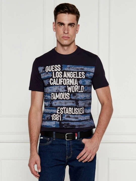 Zdjęcie produktu GUESS T-shirt WORLD FAMOUS | Regular Fit granatowy