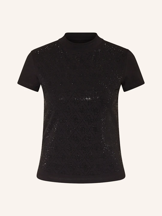 Zdjęcie produktu Guess T-Shirt Z Obszyciem Ozdobnymi Kamykami schwarz CZARNY