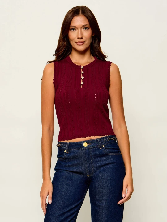 Zdjęcie produktu GUESS Top Carmen | Slim Fit bordowy