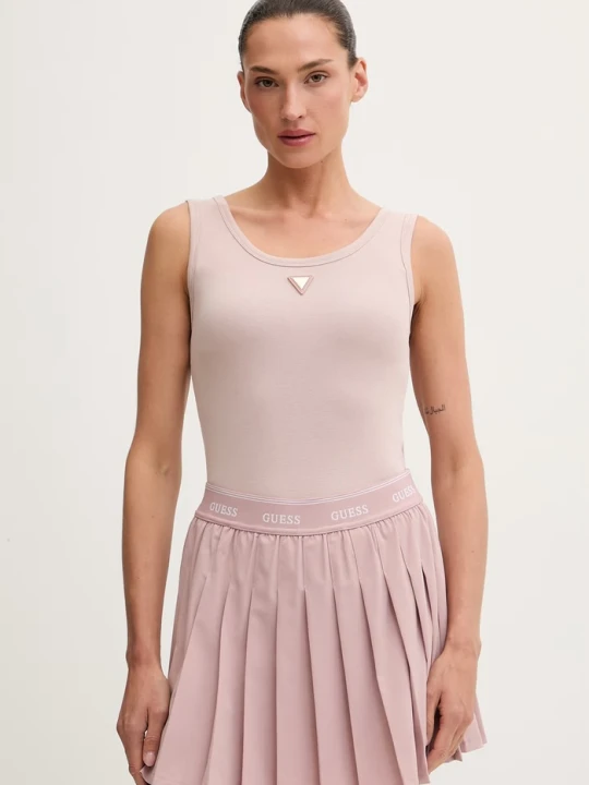 Zdjęcie produktu Guess top damski z bawełną OLYMPE różowy