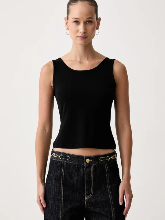 Zdjęcie produktu Guess top damski z lyocellem JUNIE czarny