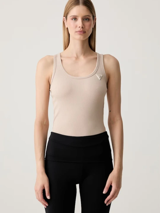 Zdjęcie produktu Guess top damski z wiskozą COLETTE beżowy