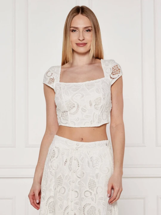 Zdjęcie produktu GUESS Top DOMITILLE | Cropped Fit biały