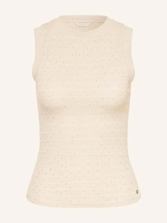 Zdjęcie produktu Guess Top Francine Z Kamieniami Ozdobnymi beige