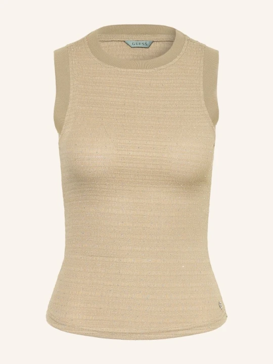 Zdjęcie produktu Guess Top Francine Z Kamieniami Ozdobnymi gruen BEŻOWY