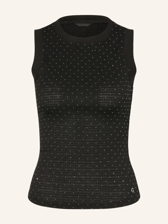 Zdjęcie produktu Guess Top Francine Z Kamieniami Ozdobnymi schwarz CZARNY