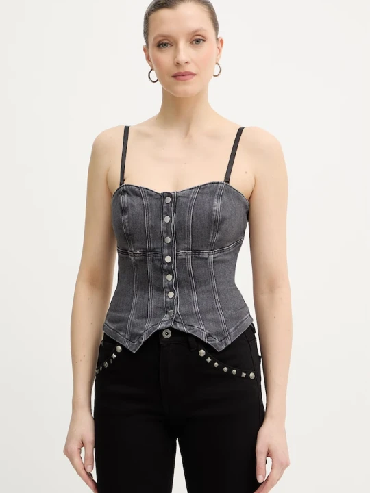 Zdjęcie produktu Guess top jeansowy CECILE szary