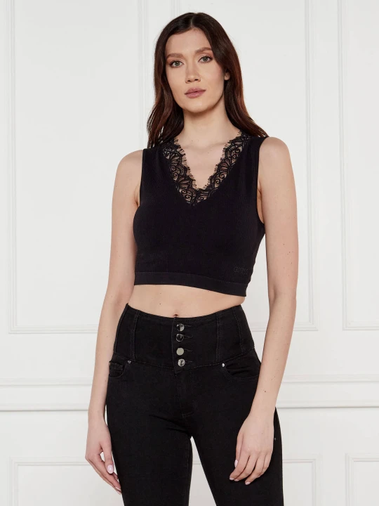 Zdjęcie produktu GUESS Top RAQUEL | Cropped Fit czarny