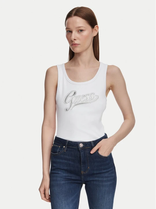 Zdjęcie produktu Guess Top W6YP30 K4380 Biały Slim Fit