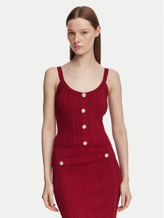 Zdjęcie produktu Guess Top W6YR25 Z0972 Bordowy Slim Fit