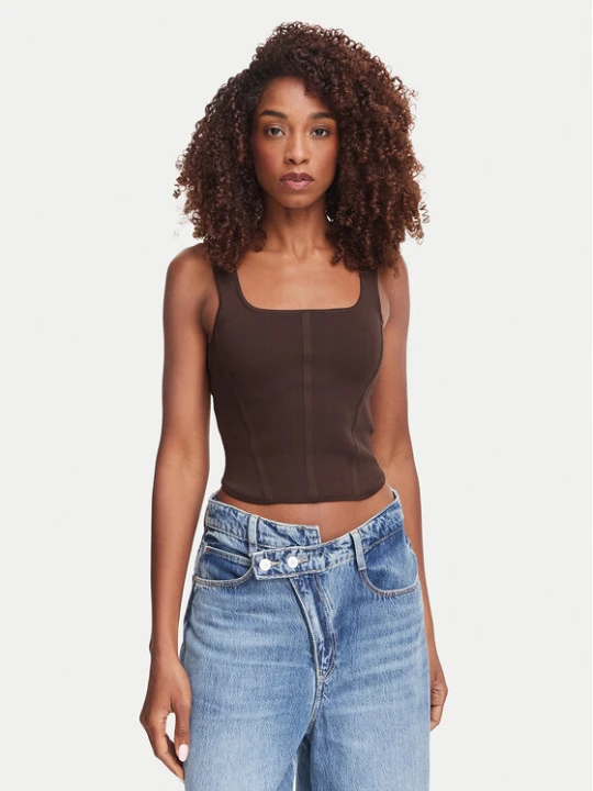 Zdjęcie produktu Guess Top W6YZ08 Z0979 Brązowy ciemny Slim Fit