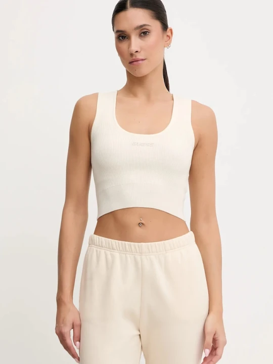 Zdjęcie produktu Guess top z domieszką wełny FLAMINIA beżowy