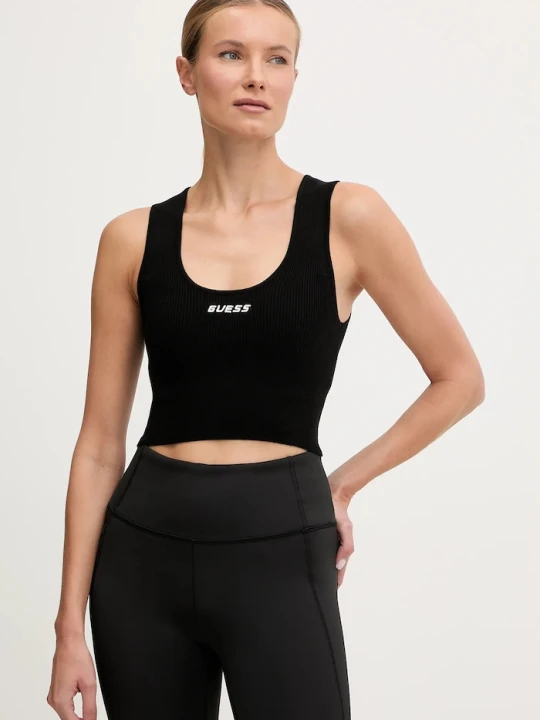 Zdjęcie produktu Guess top z domieszką wełny FLAMINIA czarny