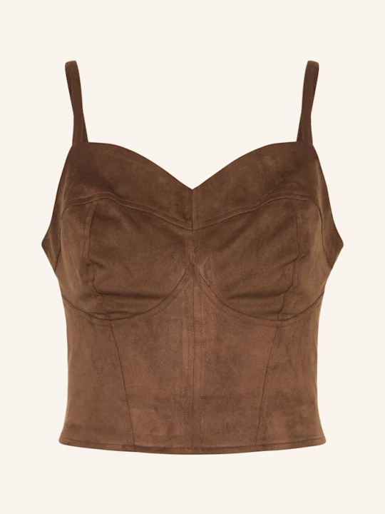 Zdjęcie produktu Guess Top Z Imitacji Skóry braun CIEMNOBRĄZOWY