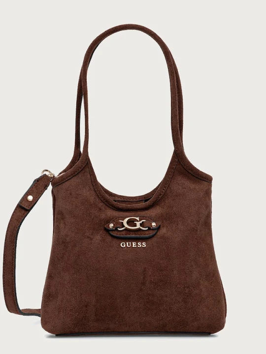 Zdjęcie produktu Guess torebka crossbody damska z imitacji zamszu SAMANTHA brązowy