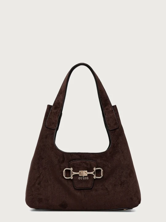Zdjęcie produktu Guess torebka damska z imitacji zamszu SUNSET brązowy