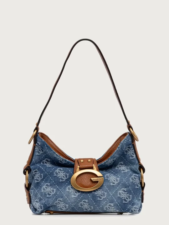 Zdjęcie produktu Guess torebka hobo damska z bawełną CAMDEN niebieski