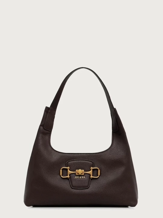Zdjęcie produktu Guess torebka hobo damska z imitacji skóry SUNSET brązowy