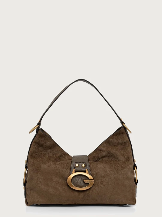 Zdjęcie produktu Guess torebka hobo damska z imitacji zamszu CAMDEN zielony