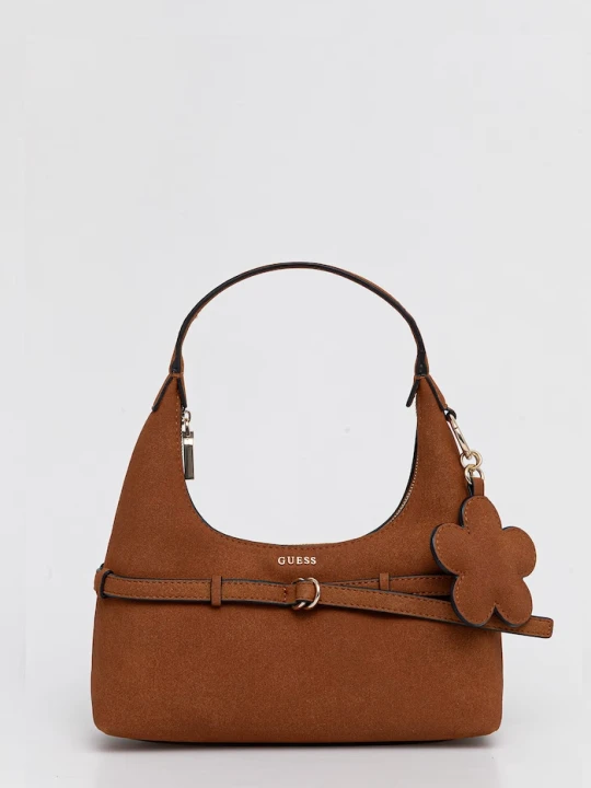 Zdjęcie produktu Guess torebka hobo damska z imitacji zamszu TAYLOR brązowy