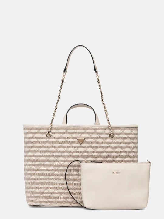 Zdjęcie produktu Guess torebka shopper damska z imitacji skóry GIULLY beżowy