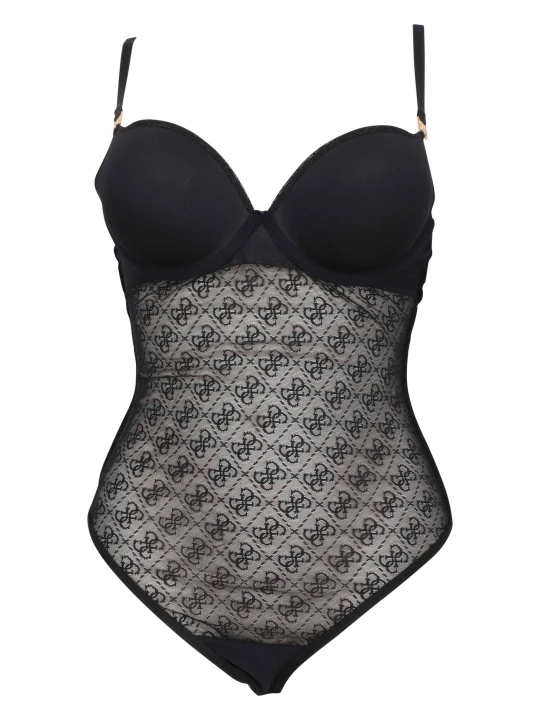 Zdjęcie produktu Guess Underwear Koronkowe body NORA | Slim Fit czarny