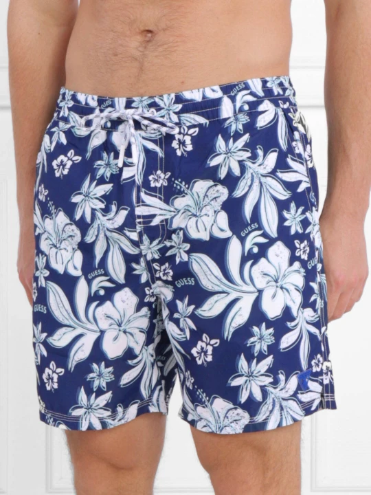 Zdjęcie produktu Guess Underwear Szorty kąpielowe SWIMTRUNK MEDIUM IBISCUS AOP | Regular Fit granatowy
