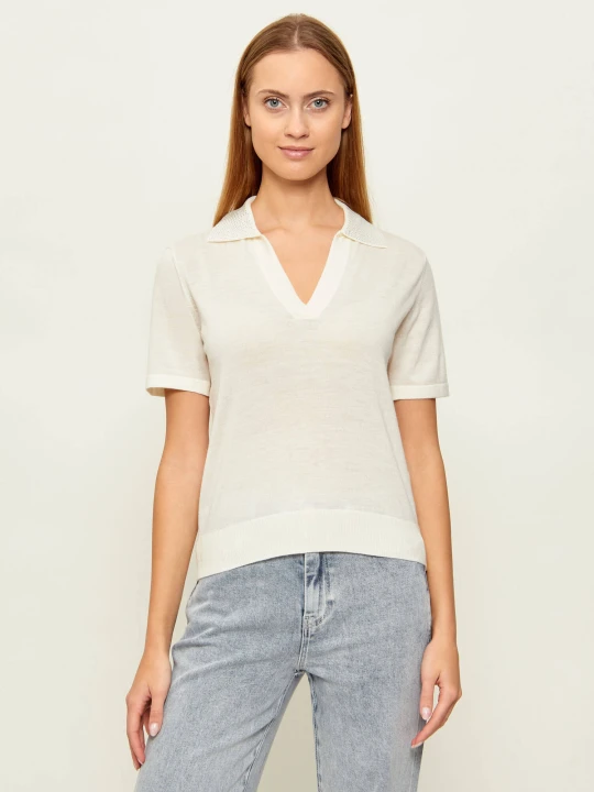 Zdjęcie produktu GUESS Wełniane polo STORMI | Regular Fit ecru