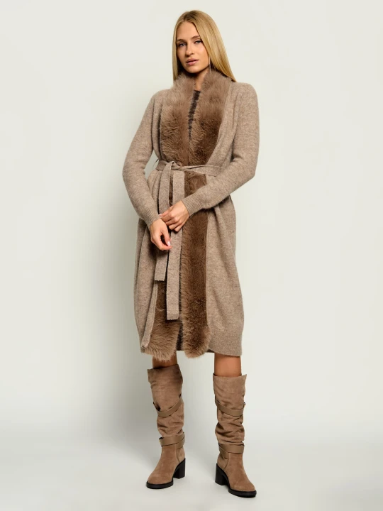 Zdjęcie produktu GUESS Wełniany kardigan Nairobi | Regular Fit beżowy