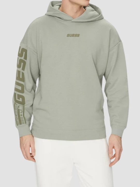 Zdjęcie produktu GUESS Zielona bluza męska Dalim Over z kapturem, Rozmiar S