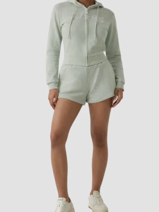 Zdjęcie produktu GUESS Zielona damska bluza z cyrkoniami Primula, Rozmiar XS
