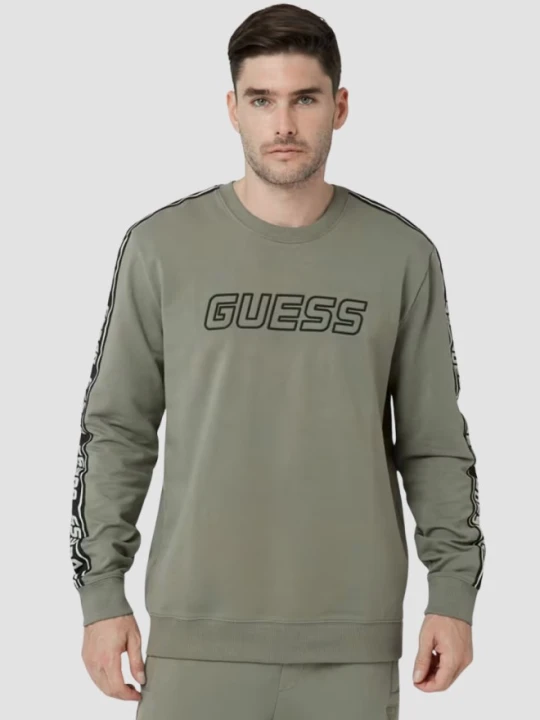 Zdjęcie produktu GUESS Zielona męska bluza z lampasami Arlo Cn, Rozmiar M