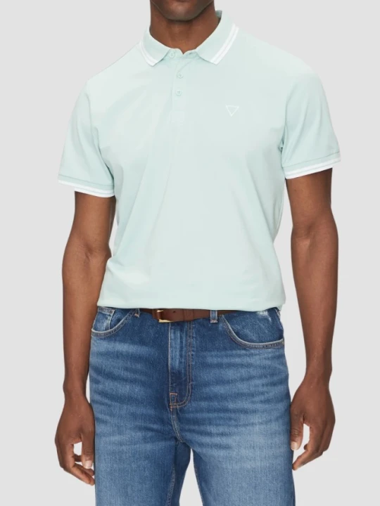 Zdjęcie produktu GUESS Zielone męskie polo Pique, Rozmiar L