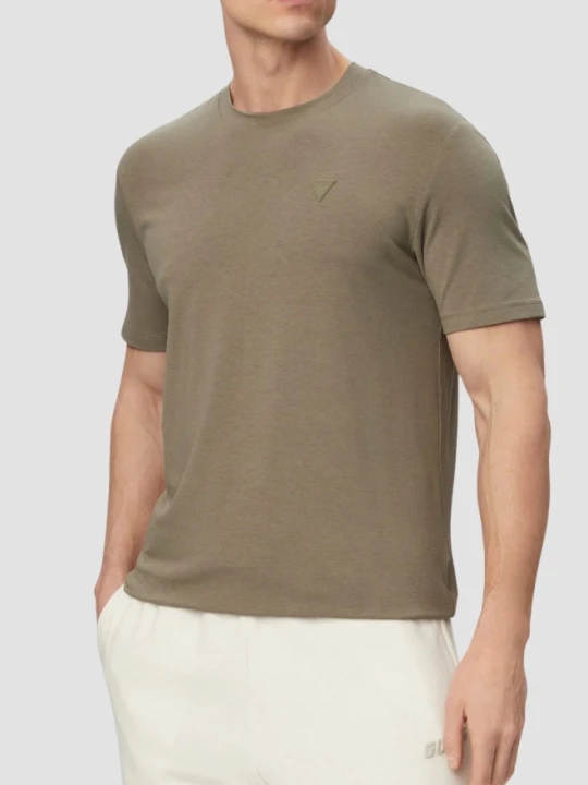 Zdjęcie produktu GUESS Zielony męski t-shirt z lampasami na krótki rękaw Hedley, Rozmiar XL
