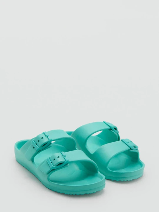 Zdjęcie produktu Gumowe klapki ze sprzączkami turkusowy - Dzieci - MANGO KIDS