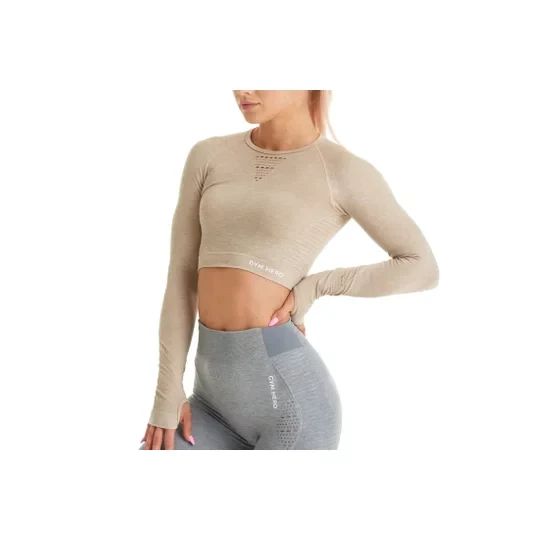 Zdjęcie produktu GymHero Longsleeve LONG-SAND, Damskie, Beżowe, longsleevy, poliester, rozmiar: M / L
