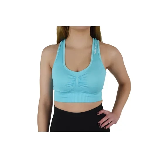 Zdjęcie produktu GymHero Miami Cute Bra BASIC-BABYBLUE, Damskie, Niebieskie, biustonosze sportowe, poliamid, rozmiar: M