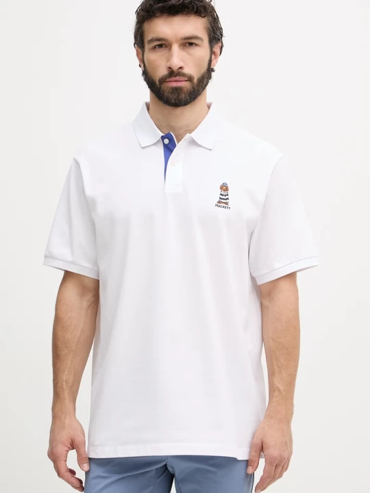 Zdjęcie produktu Hackett London polo męskie bawełniane biały