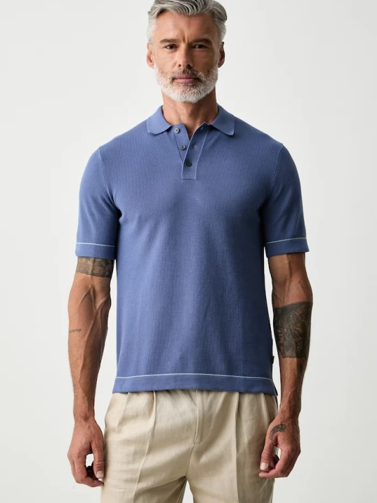 Zdjęcie produktu Hackett London polo swetrowe męskie bawełniane niebieski