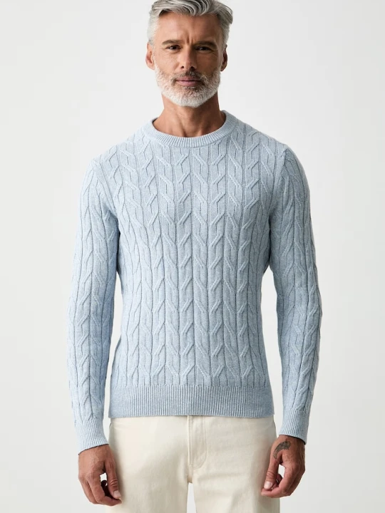 Zdjęcie produktu Hackett London sweter męski z dodatkiem kaszmiru niebieski