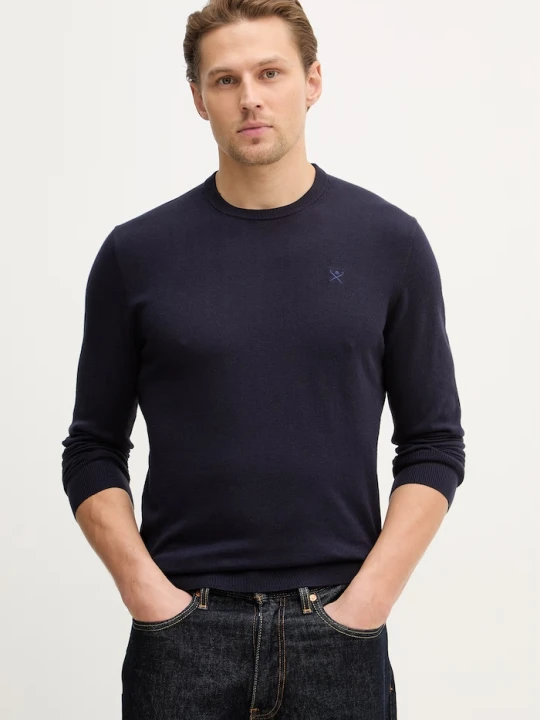 Zdjęcie produktu Hackett London sweter z dodatkiem jedwabiu granatowy