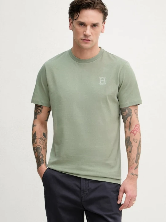 Zdjęcie produktu Hackett London t-shirt męski bawełniany zielony