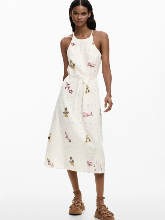 Zdjęcie produktu haftowana sukienka halter Desigual biały