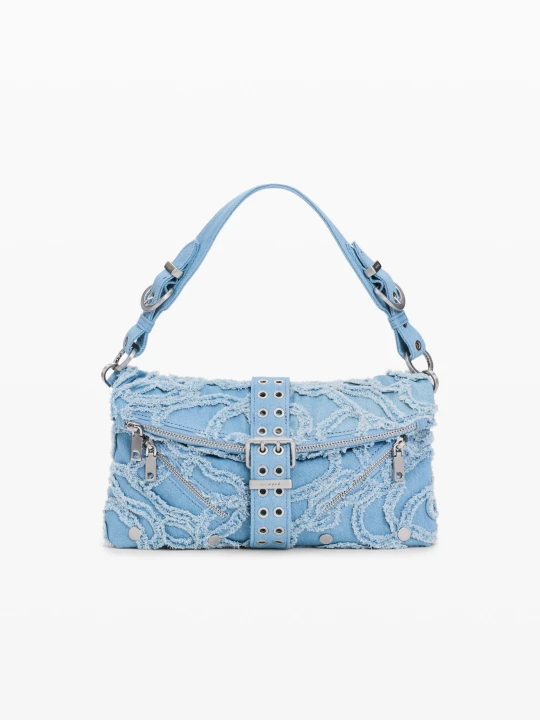 Zdjęcie produktu haftowana torba denim Desigual niebieski